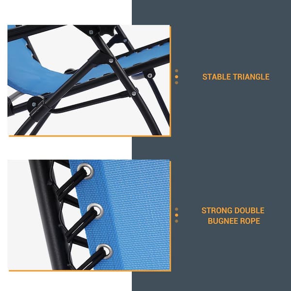 JOYESERY Turquoise Zero Gravity Folding Chair Patio Recliner with