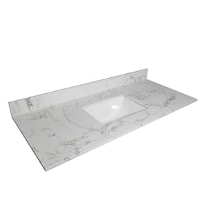 43 in. W x 22 in. D Engineered Stone Composite White Rectangular Single Sink Bathroom Vanity Top in Gray