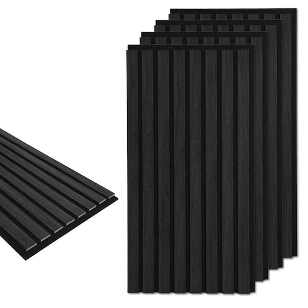 2/5 in. x 1 ft. x 2 ft. Charcoal Black MDF Decorative Shiplap Wall Paneling, 3D Soundproof Slat Wall Panel(4-Pack)