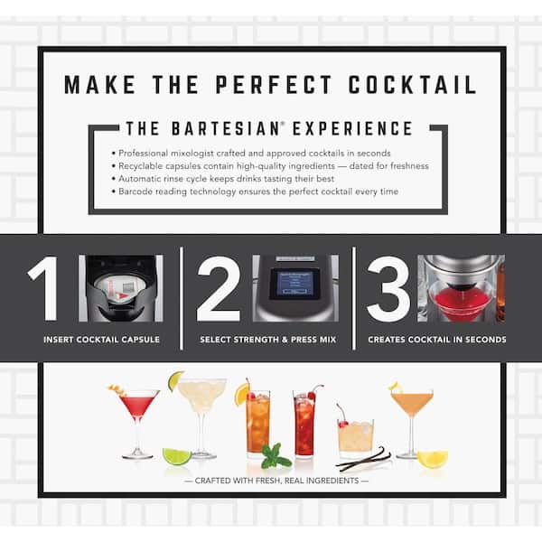 BARTESIAN 8 oz. Grey Cocktail Machine with Premium Glass Bottles 55300 -  The Home Depot