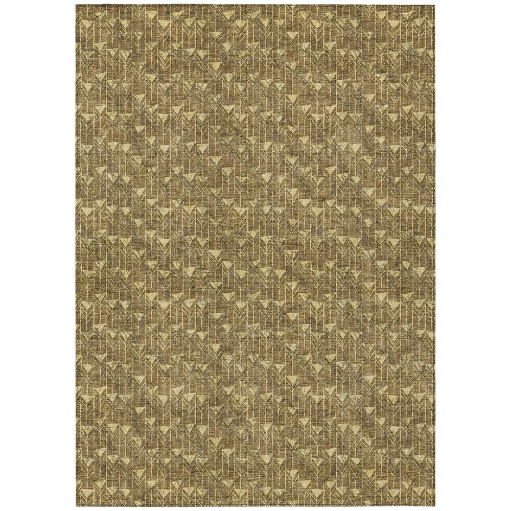 Chantille ACN514 Brown 8 ft. x 10 ft. Machine Washable Indoor/Outdoor Geome