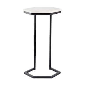 Windward 10.25 in. Black Hexagon Marble Accent Table