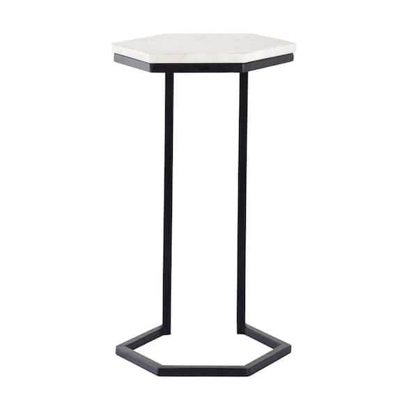 Unbranded Windward 10.25 in. Black Hexagon Marble Accent Table
