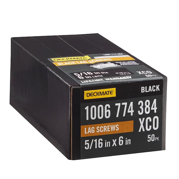 5/16 in. x 6 in. Black Exterior Hex Head Lag Screw (50-Pack)