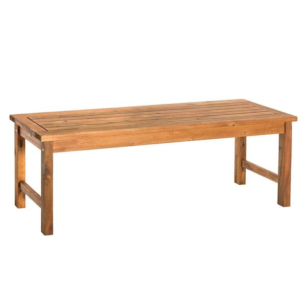 ITOPFOX Modern Slat-Top Brown Wood Outdoor Bench, Natural Grain Finish for Outdoor Use, Backyard, Patio, Deck or Porch
