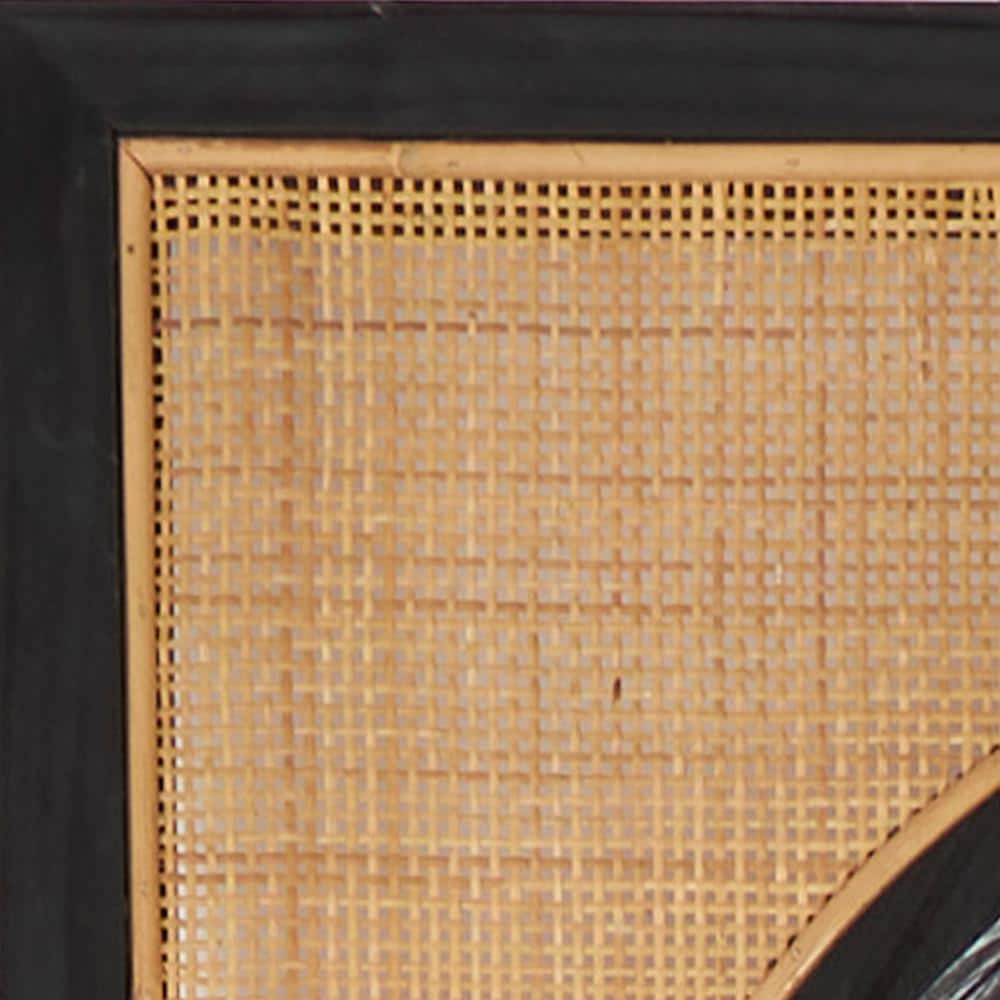 Nela Brown Wicker and Rattan Rectangle Wall Mirror