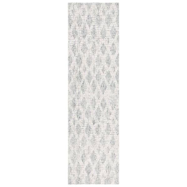 SAFAVIEH Abstract Gray/Ivory 2 ft. x 8 ft. Geometric Diamond Runner Rug