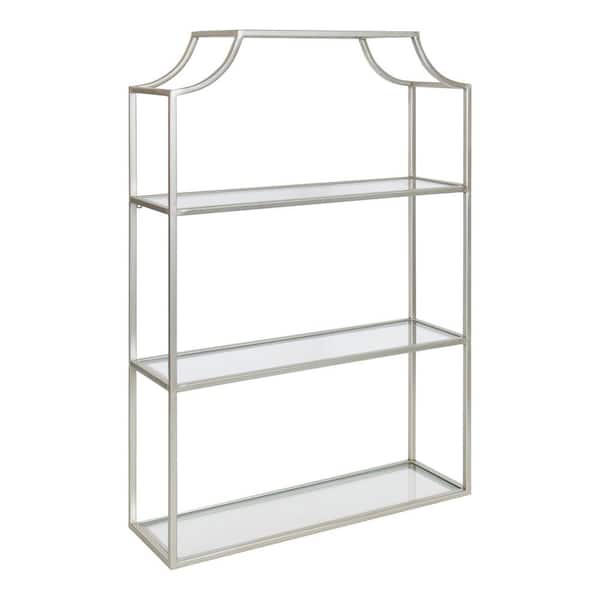 Ciel 6 in. x 20 in. x 30 in. Silver Metal Floating Decorative Wall Shelf Without Brackets