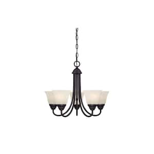 Kendall 5-Light Classic Oil Rubbed Bronze Chandelier with Alabaster Glass Shades For Dining Rooms