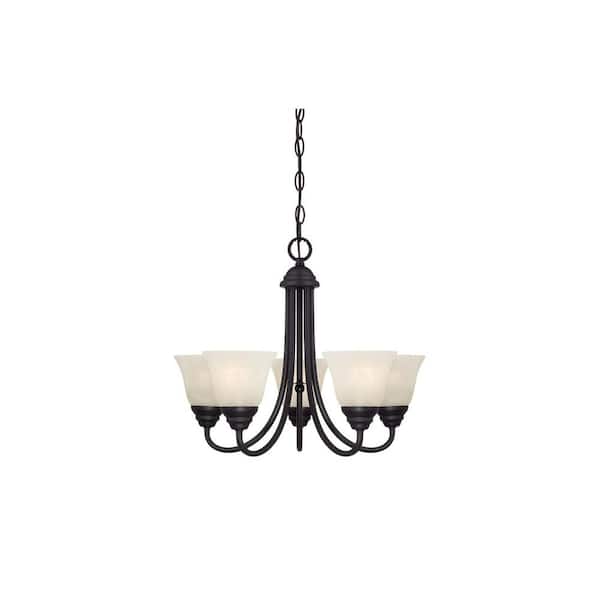 Designers Fountain Kendall 5-Light Classic Oil Rubbed Bronze Chandelier with Alabaster Glass Shades For Dining Rooms