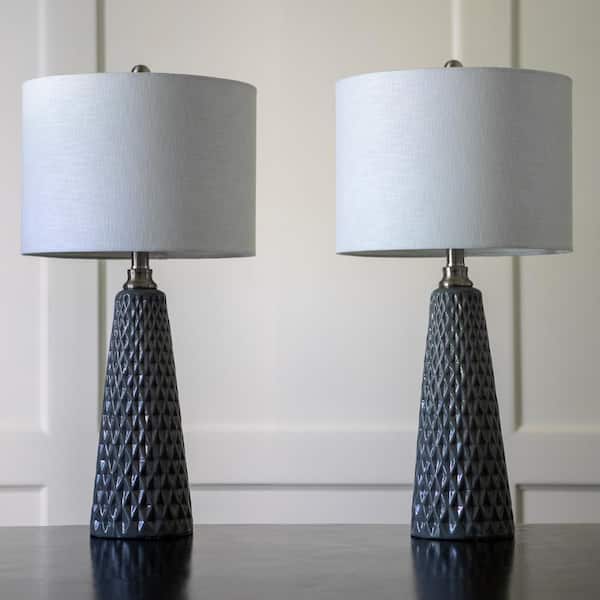 Gray Table Lamp With Linen Shade, Gray Table Lamps