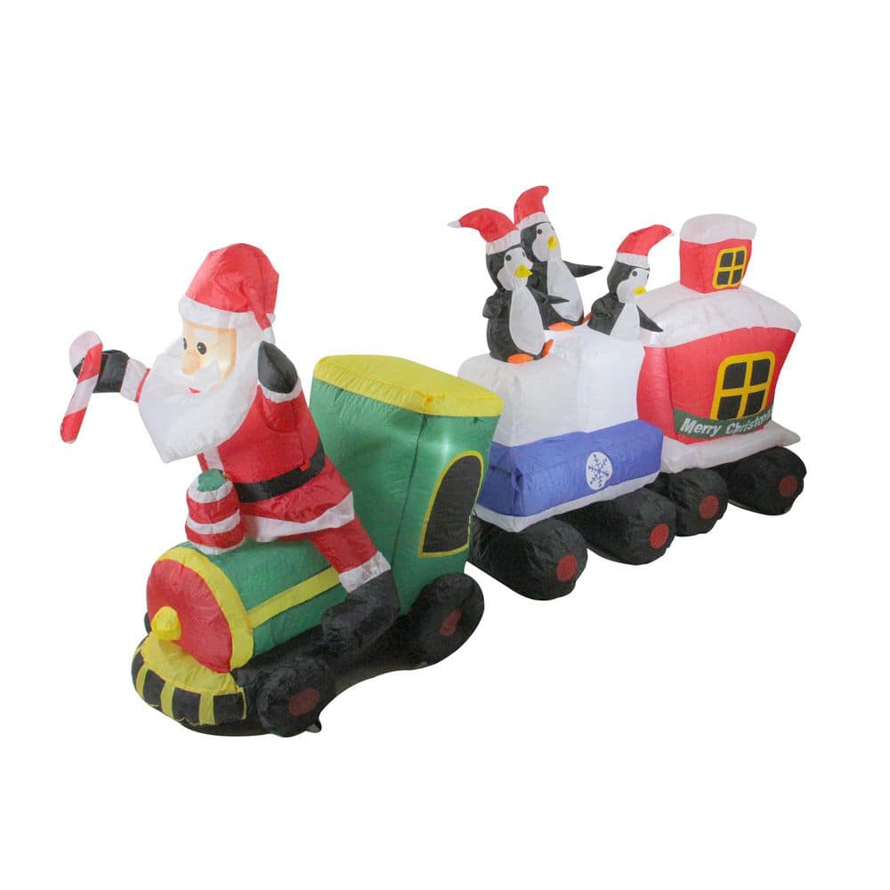 Northlight 3 ft. Inflatable Santa Claus Train Lighted Christmas Yard Art Decor - 6 ft. Width