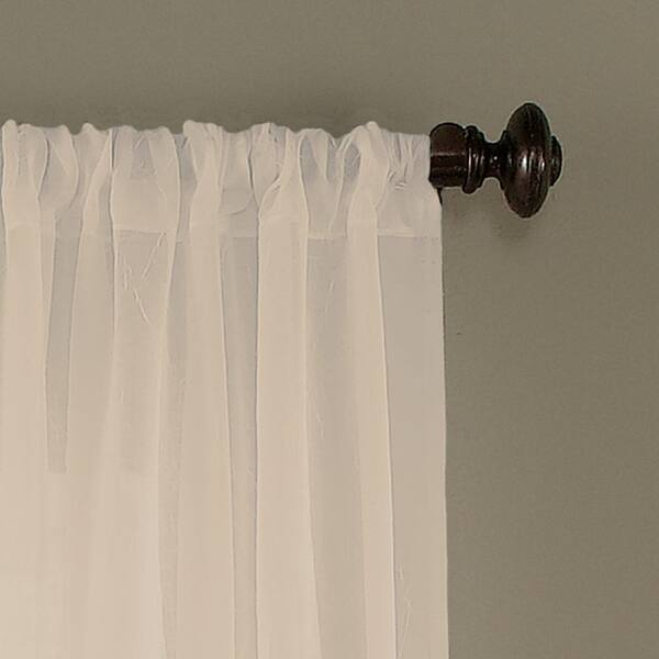 Curtainworks Trinity Crinkle Voile Oyster 51 in. W x 95 in. L Rod