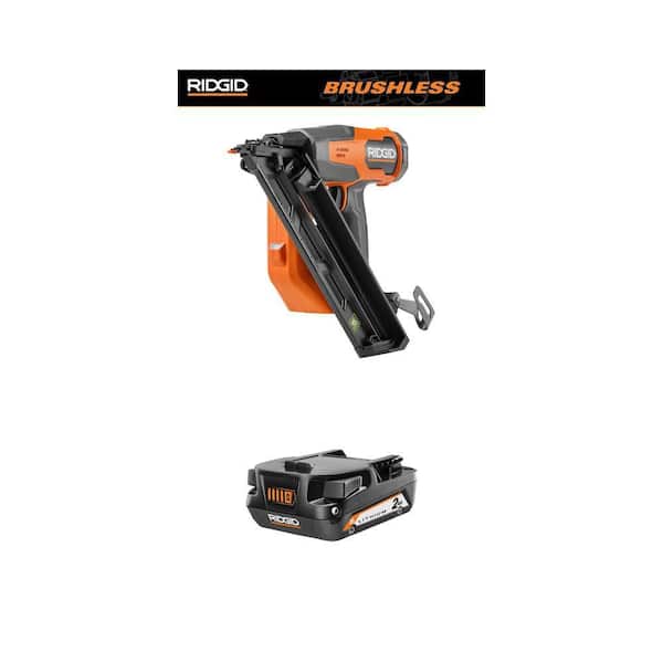 18V Brushless Cordless 15-Gauge Angled Finish Nailer (Tool Only) and 18V 2.0 Ah Lithium-Ion Battery