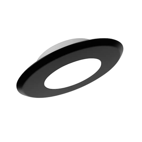 NICOR DLF SureFit(v4) 5 in. 10-Watt Round Black Selectable Integrated LED Canless Recessed Light Trim