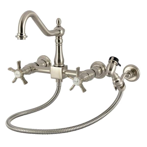 Hamilton 2-Handle Wall Mount Standard Kitchen Faucet in Brushed Nickel