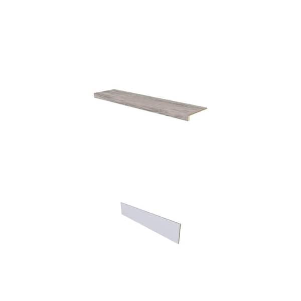 Retread Silverton Oak Laminate Stair Tread and Primed White MDF Stair Riser Combo