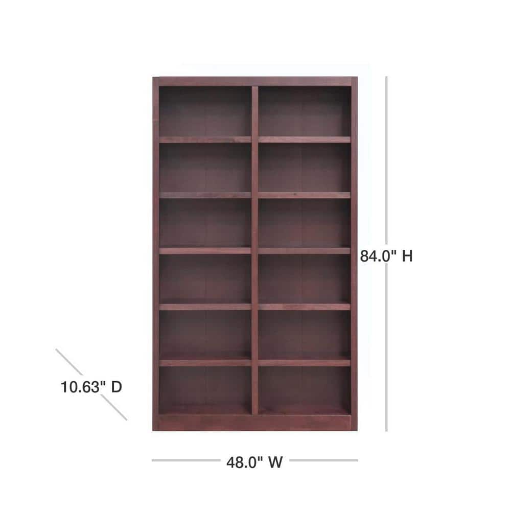 Espresso 84" Tall Adjustable Wood Bookcase with 12 Shelves