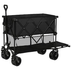 10 cu. ft. Wagon Cart 2 Tiers 460 lbs. Load Collapsible Folding Cart Carbon Steel Utility Garden Cart with Tank Wheels