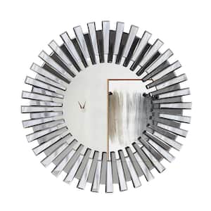 31.5 in. W x 31.5 in. H Sunburst-shaped Round Silver Wall Mirror