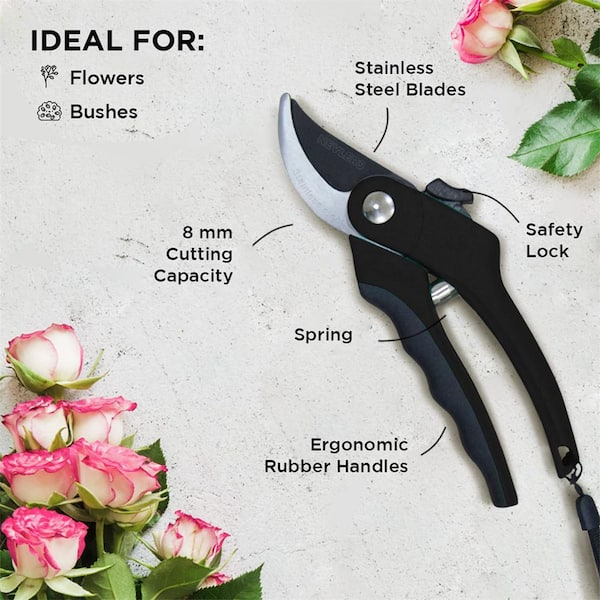 Dyiom Blue 8 in. Professional Heavy-Duty Bypass Pruning Shears Hand Pruner for Gardening