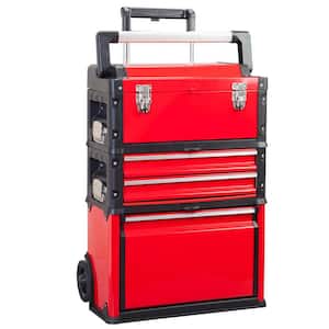 Garage Workshop Organizer: 14.57 in. W Portable Steel and Plastic Stackable Rolling Upright Trolley Tool Box