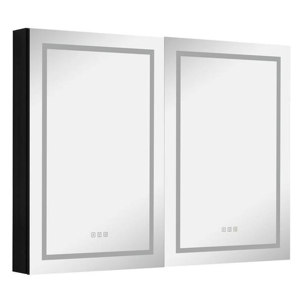 INSTER 48 in. W x 36 in. H Black Aluminum Recessed/Surface Mount Soft ...