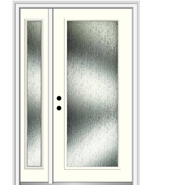 MMI Door 48 in. x 80 in. Right-Hand Inswing Rain Glass Alabaster Fiberglass Prehung Front Door on 4-9/16 in. Frame