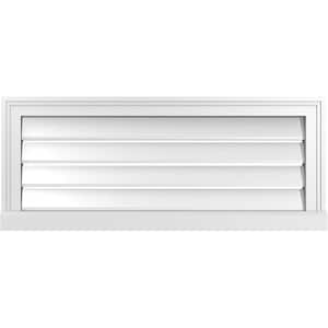 34 in. x 14 in. Vertical Surface Mount PVC Gable Vent: Functional with Brickmould Sill Frame