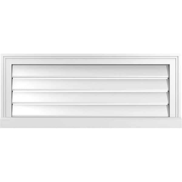 Ekena Millwork 34 in. x 14 in. Vertical Surface Mount PVC Gable Vent: Functional with Brickmould Sill Frame