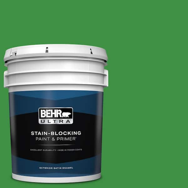 BEHR ULTRA 5 gal. #440B-7 Par Four Green Satin Enamel Exterior Paint & Primer