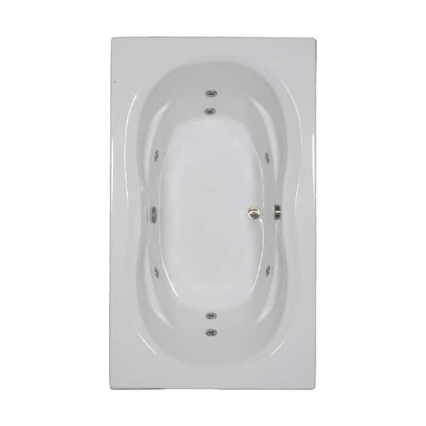 Comfortflo 72 in. x 42 in. Acrylic Rectangular Alcove Whirlpool Bathtub with Center Drain in White