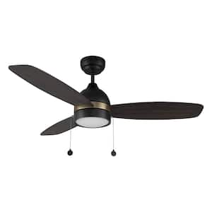 Troyes 52 in. Color Changing Integrated LED Indoor Black 5-Speed DC Ceiling Fan with Light Kit and Pull Chain