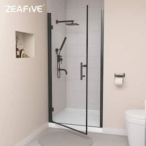 36 in. W x 72 in. H Pivot Frameless Shower Door in Matte Black Finish with 1/4 in. Clear Glass Left Hinged Shower Panel