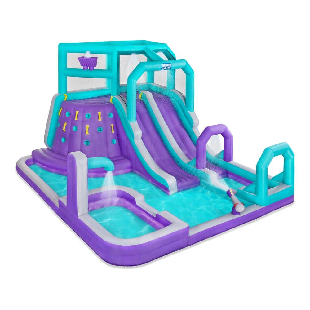 SUNNY & FUN Inflatable Water Slide and Blow up Pool, Kids Water Park ...