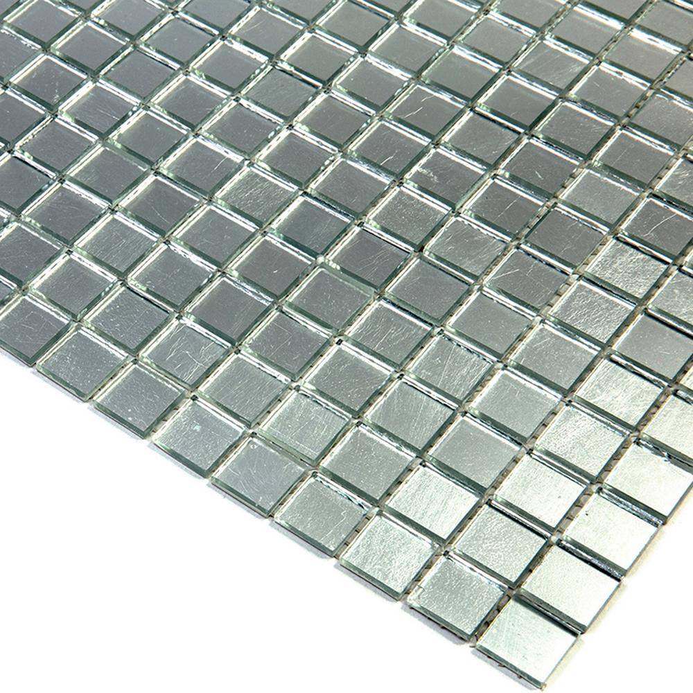 Altin 12" x 12" Silver Glass Mosaic Wall and Floor Tile