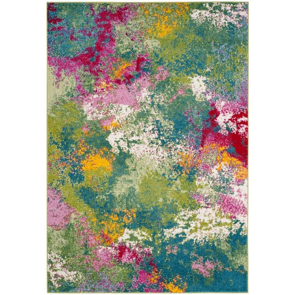 SAFAVIEH Watercolor Green/Fuchsia 4 ft. x 6 ft. Abstract Area Rug