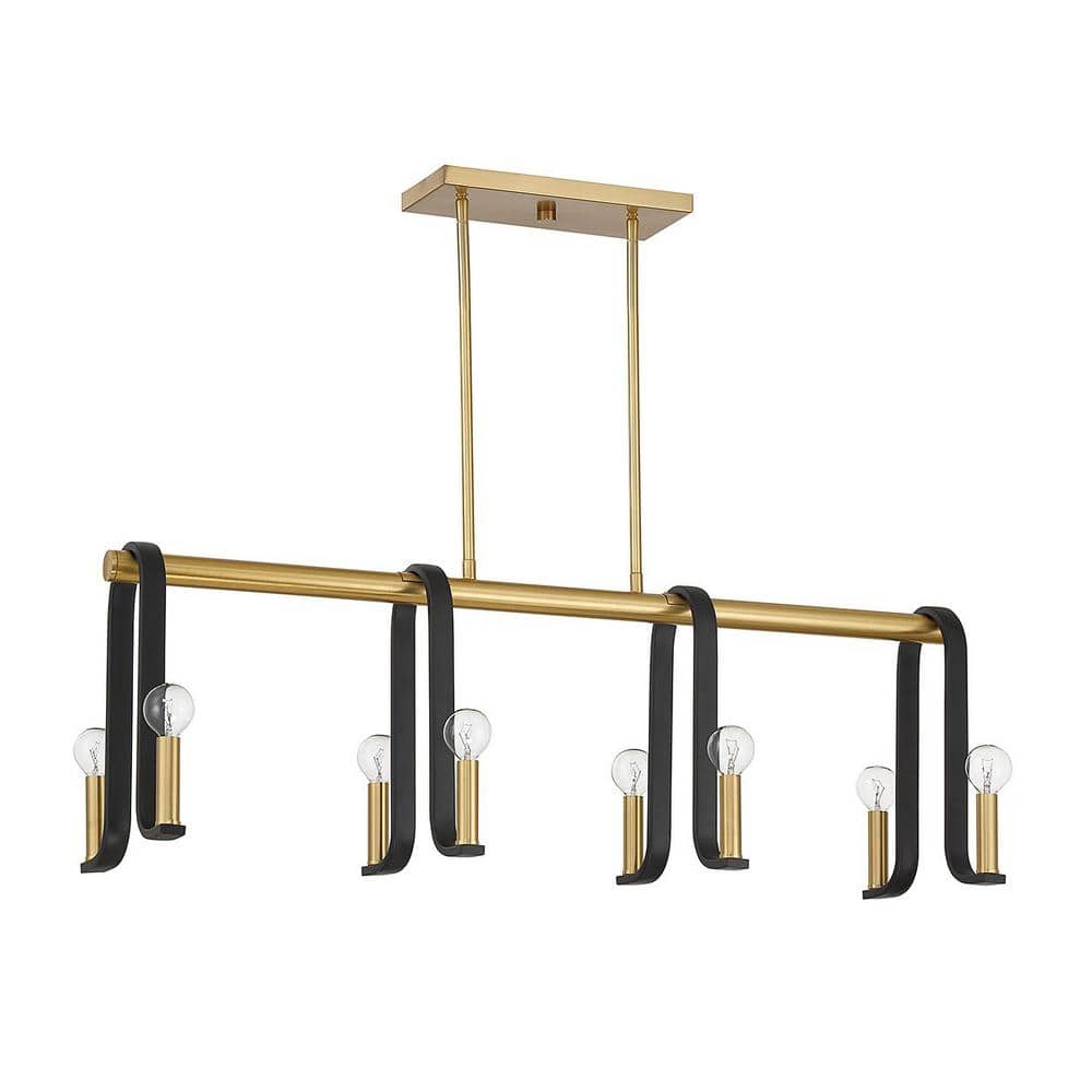 Matte Black and Warm Brass 8-Light Candle Chandelier