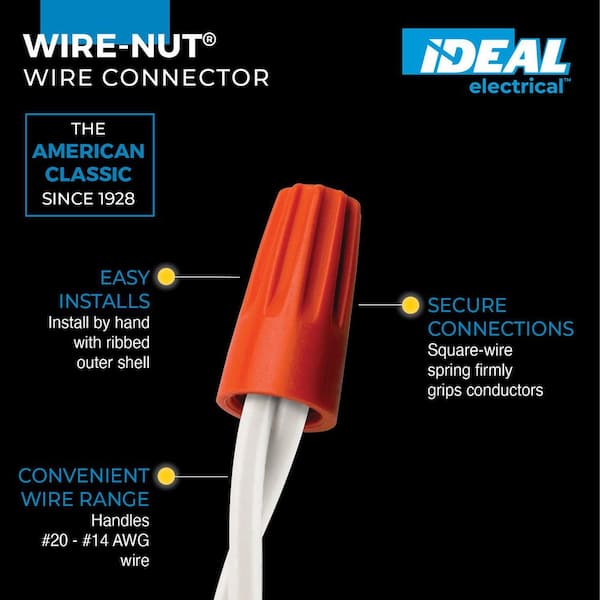 Wire-Nut Wire Connector, 73B Orange, Bag of 500