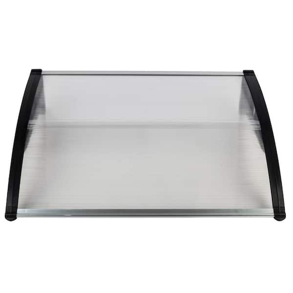 Sudzendf 2.67 ft. x 3.28 ft. Black Bracket Household Application Door and Window Rain Cover Eaves Canopy