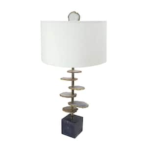 29.5 in. Gray/Black/White Table Lamp with White Linen Shade
