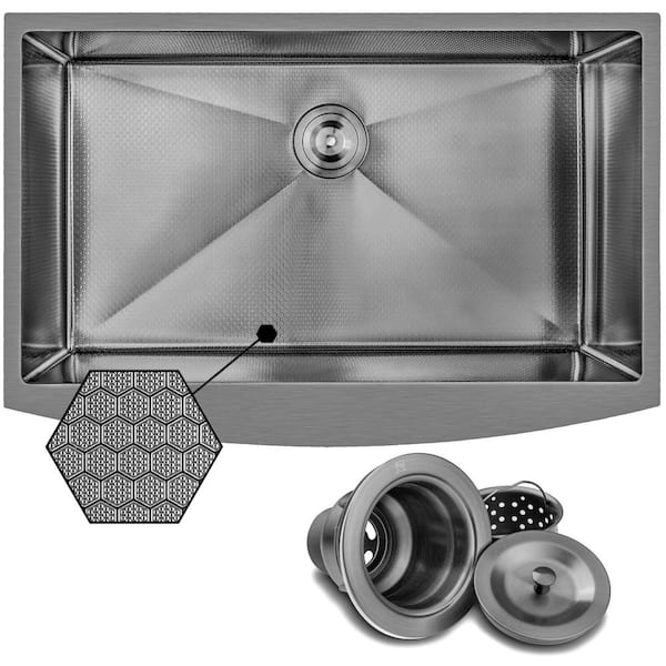 HEX 33 in. Farmhouse Apron Front Single Bowl Gunmetal Black Stainless Steel Kitchen Sink