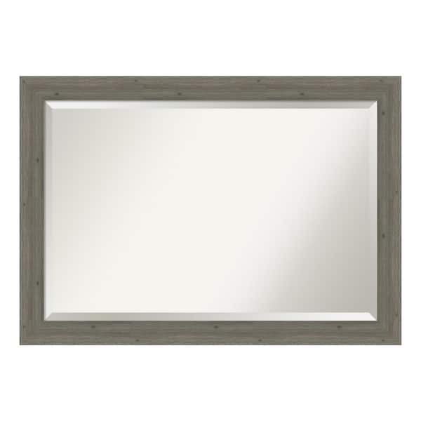 Amanti Art Medium Rectangle Distressed Grey Beveled Glass Modern Mirror (28.62 in. H x 40.62 in. W)