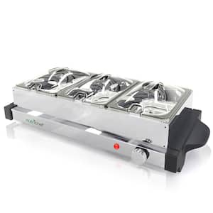 21.9 in. Stainless Steel Electric Food Warming Tray Buffet Server Hot Plate Food Warmer (3-Plate Tray Style)