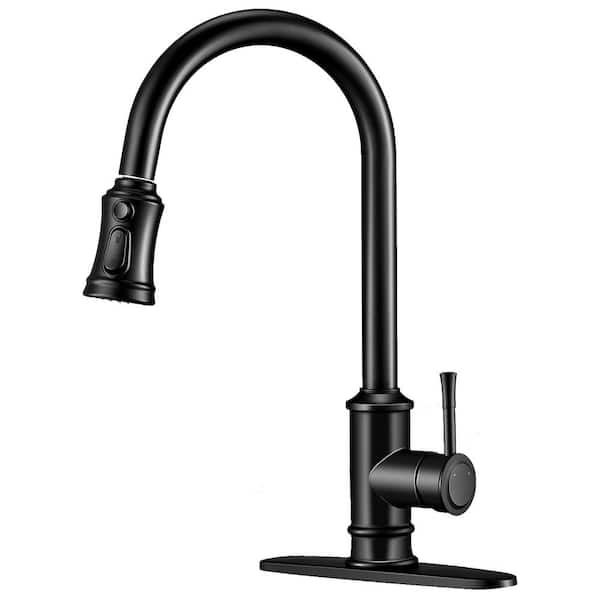 Unbranded Single Handle 3-spray Pull-Down Sprayer Kitchen Faucet Surface Moun Kitchen Sink Faucet in Matte Black