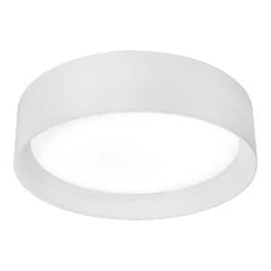 Ally 16 in. 1-Light White LED Flush Mount with White Linen Shade