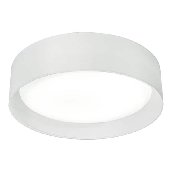 AFX Ally 16 in. 1-Light White LED Flush Mount with White Linen Shade