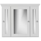 30 in. W x 27 in. H x 6.5 in. D Tri-View Surface-Mount Medicine Cabinet Square/Mirror in Dewy Morning
