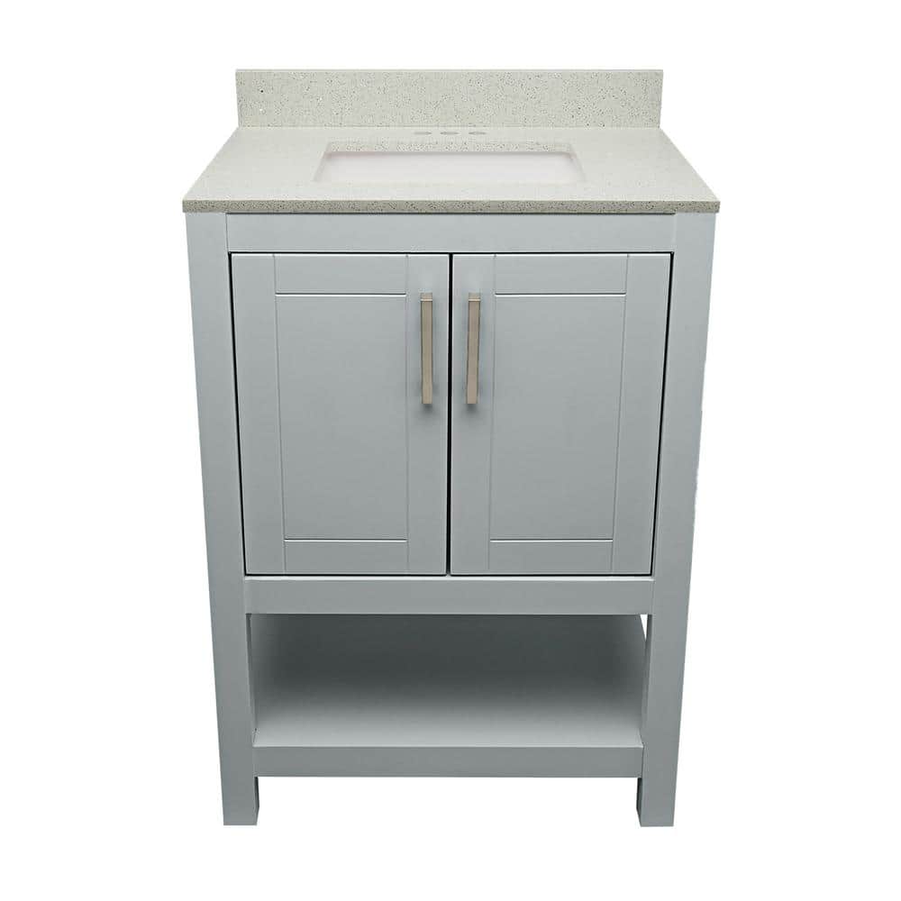 Taos 25 in. W x 19. in D. x 36 in. H Bath Vanity in Grey with Quartz Stone Galaxy White Top with White Basin price history on PriceWatchPro
