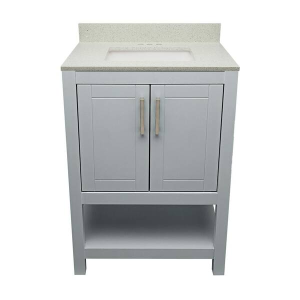 Ella Taos 25 in. W x 19. in D. x 36 in. H Bath Vanity in Grey with Quartz Stone Galaxy White Top with White Basin
